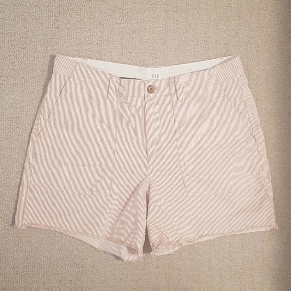 Pink Striped Chino Shorts - Size 8 - GAP